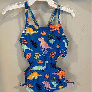 Cat & Jack™ Blue Toddler Girls' Dinosaur Cut Out One Piece Swimsuit - 18 Months